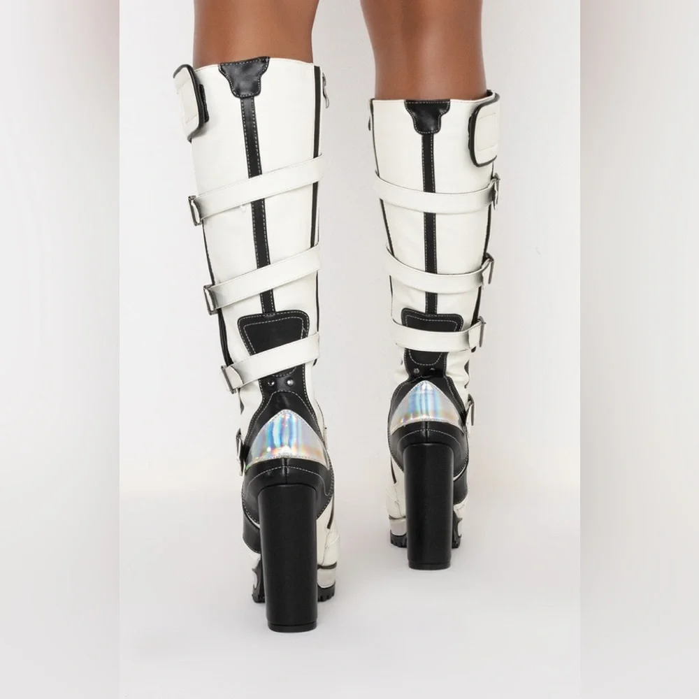 NWOT Azalea Wang Stargazer Chunky Boots 7 - Picture 4 of 8